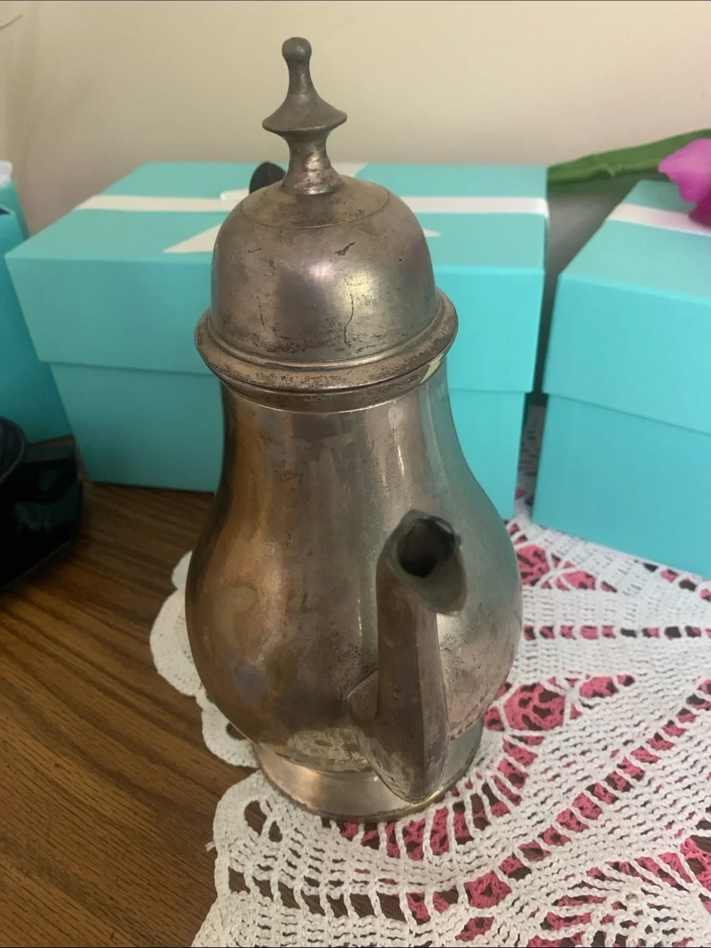 Vintage Silver-Tone Coffee Pot with Black Handle - Home Kitchen